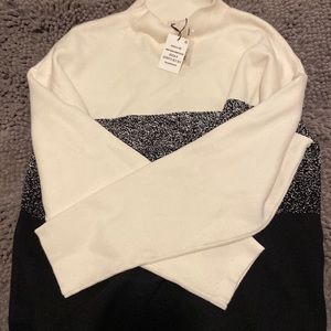 NWT Anne Klein Women’s Mock Neck Turtleneck Ombré Colorblock Sweater
